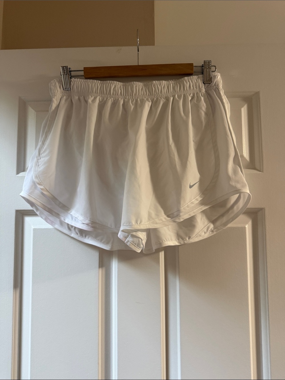 Nike Women's White Athletic Running Shorts with Swoosh